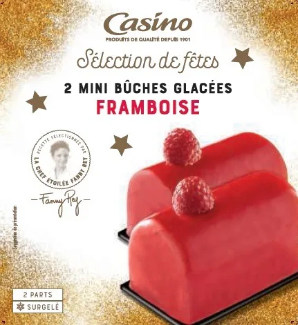 2 mini bûches glacées framboise 160g/230ml