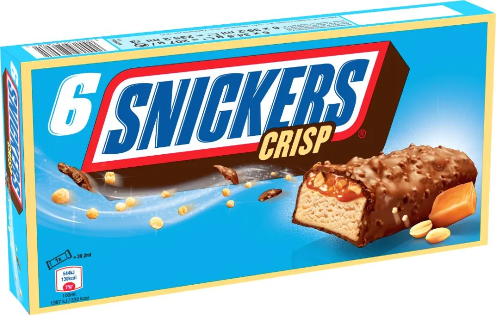 Glace snickers crisp x6 - 235,2 ml