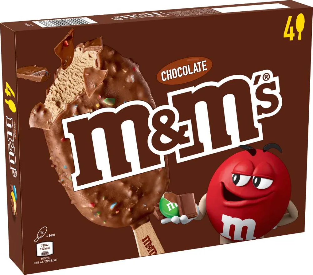 Glace m&m's chocolat bâtonnet x4
