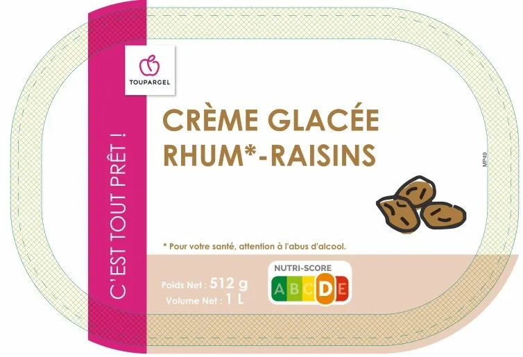 Crème glacée rhum raisins