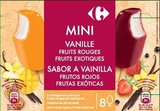 Mini batonnets vanille/fruits x8