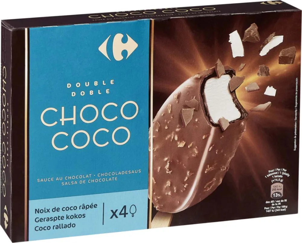 Batonnets coco chocolat lait x4