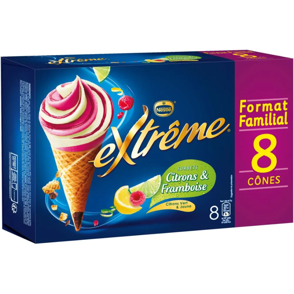 8 cone citron/framb 904ml extreme