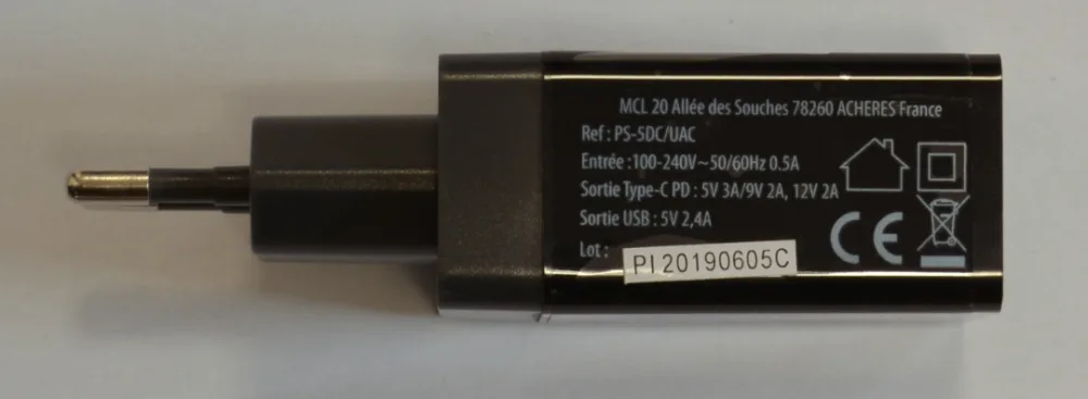 Chargeur secteur rapide usb 2 ports type c power delivery + a - noir