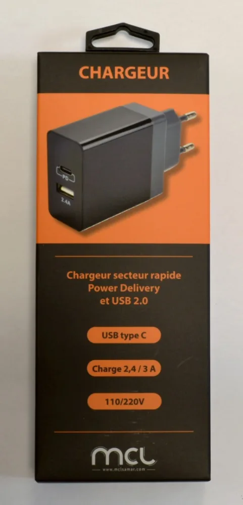 Chargeur secteur rapide usb 2 ports type c power delivery + a - noir