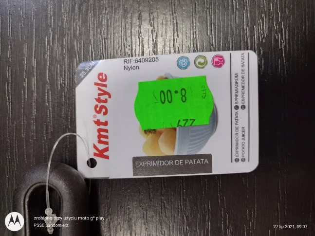 Ostrzeżenie publiczne dotyczące wyrobu do kontaktu z żywnością: Migracja pierwszorzędowych amin aromatycznych z produktu pn. Tłuczek do ziemniaków Kmt Style „Sitko do łyżek”