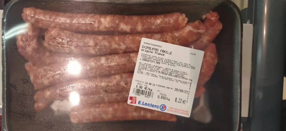Produit de saucisserie (chair à farcir et saucisses)