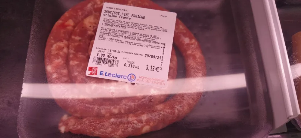 Produit de saucisserie (chair à farcir et saucisses)