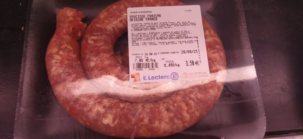 Produit de saucisserie (chair à farcir et saucisses)