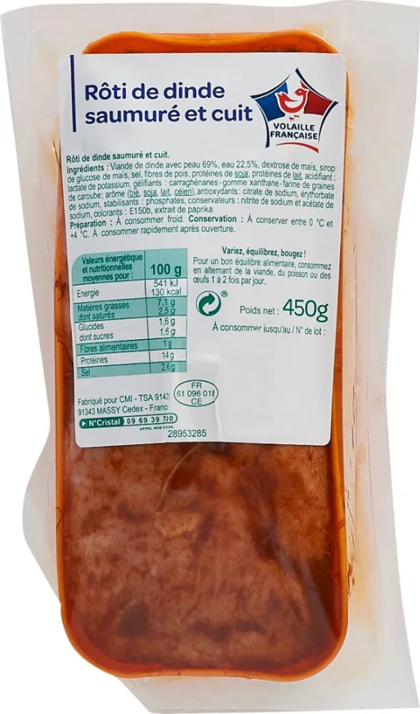 Rôti de dinde saumuré et cuit