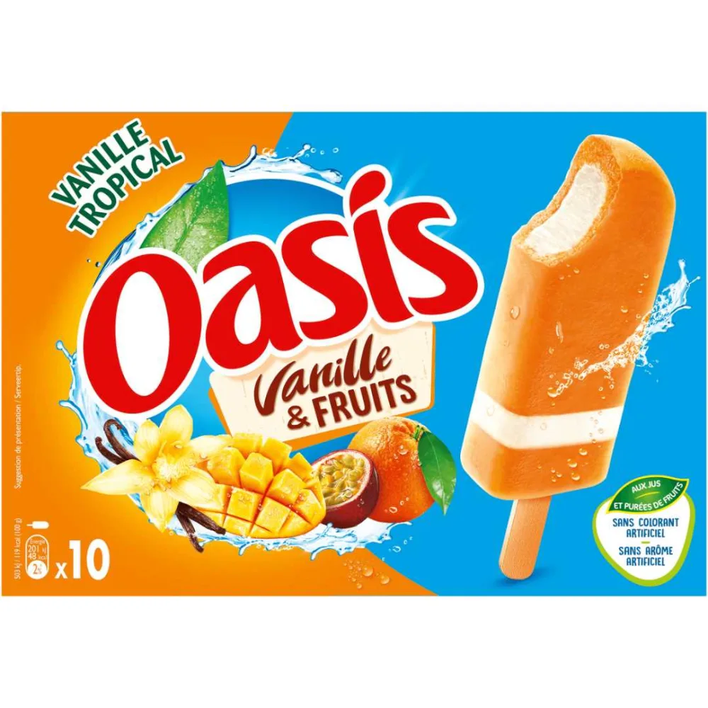 10 batonnets vanille tropical 500ml oasis