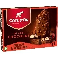 4 batonnets vanille/chocolat et noisette 4 batonnets chocolat /chocolat et noisette 4 batonnets caramel /chocolat et amandes