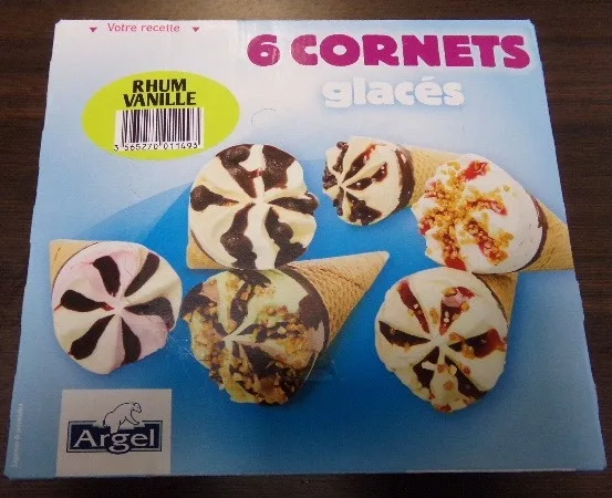 6 cornets glaces rhum vanille
