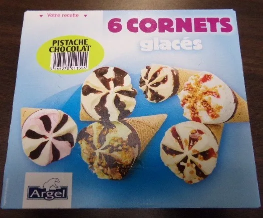 6 cornets glaces chocolat pistache