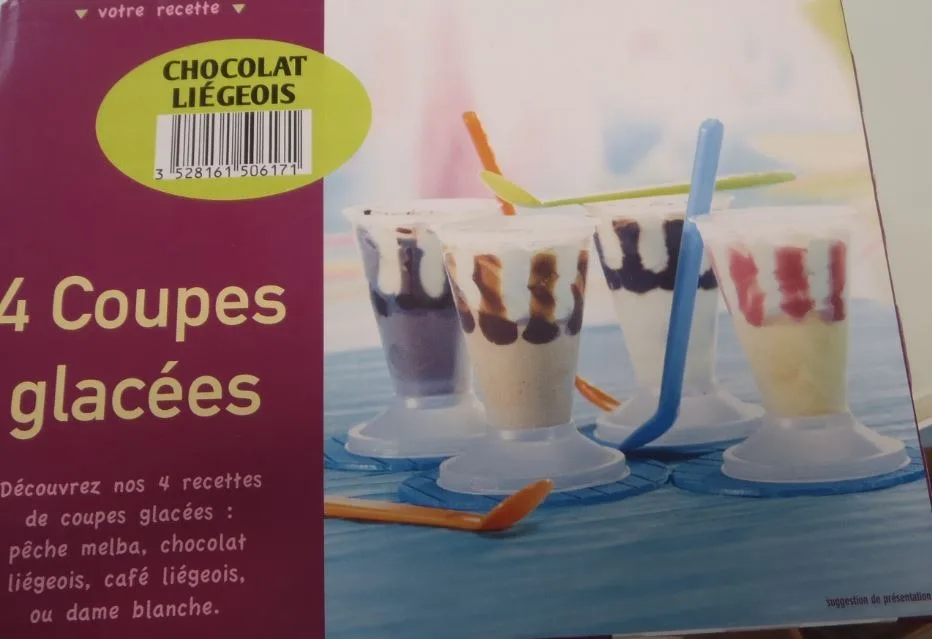 4 coupes glacees chocolat liegeois