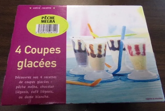 4 coupes glacees peche melba