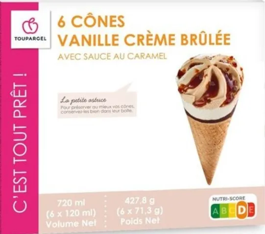 6 cônes vanille crème brulée