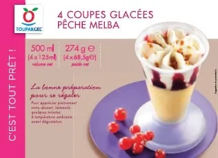 4 coupes glacées peche melba
