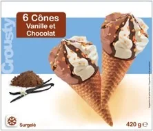 6 cônes vanille/chocolat