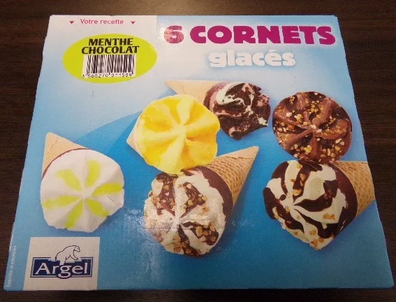 6 cornets glaces menthe chocolat