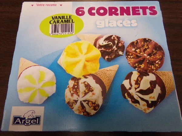 6 cornets glaces vanille caramel