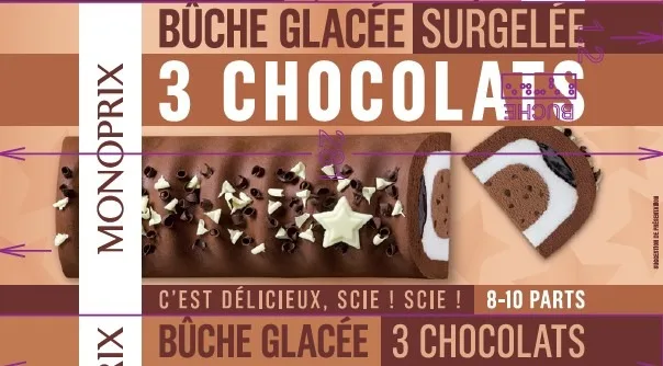Bûche glacée 3 chocolats - monoprix