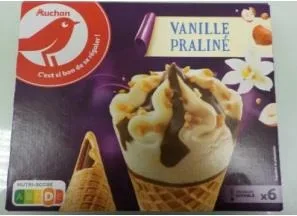 Auchan cone x6 vanille praline