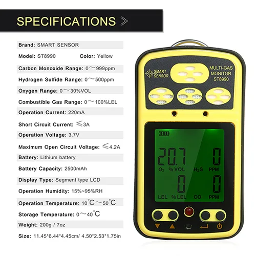 Multi gas monitor device
