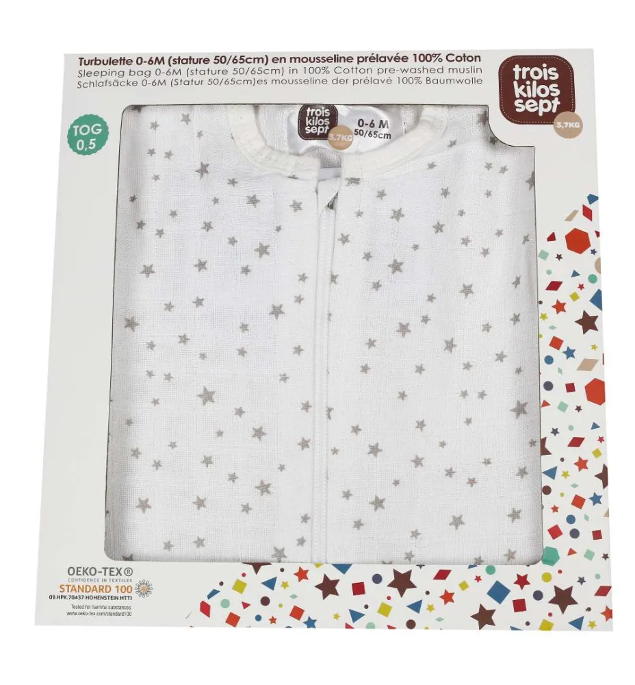 Turbulette 0-6m (stature 50/65cm) en mousseline prélavée 100% coton