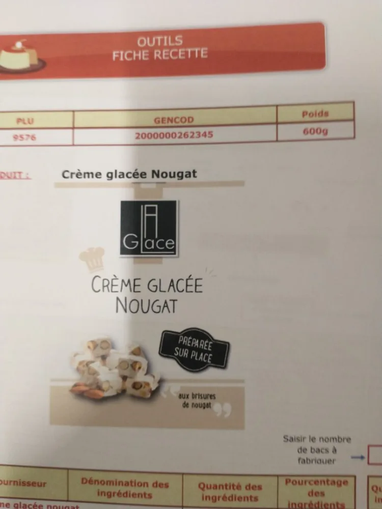 Creme glacee nougat.