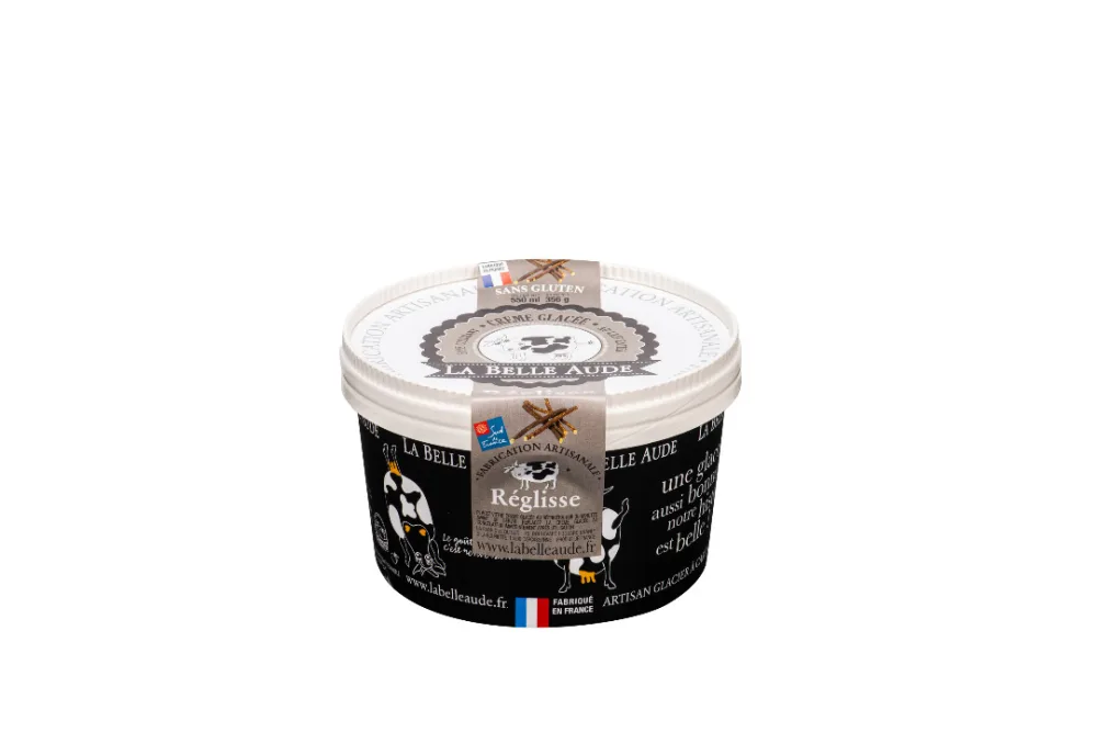 Crèmes glacées 550 ml : noisette pralinée avec éclats de noisette pralinée, pistache aux éclats de pistache grillés, plombières, réglisse