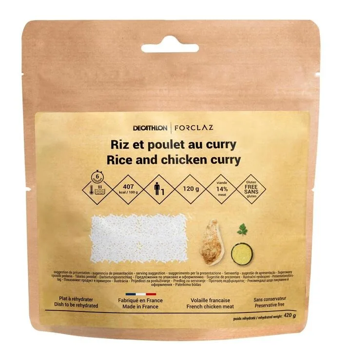 Repas déshydraté trekking riz poulet curry sans gluten 120g