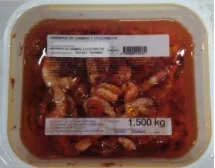 Tartare de légumes mix buffet 1,5kg museau de porc tranche 2.5 kg marinade gambas a l’escabèche 1,5kg