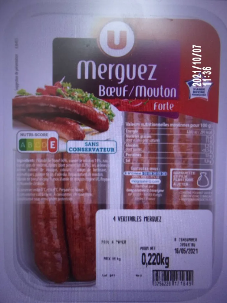 Merguez boeuf/mouton forte x 4