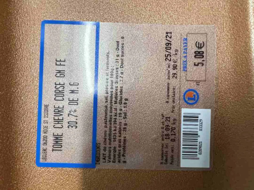 Tomme de chevre corse gm fe
