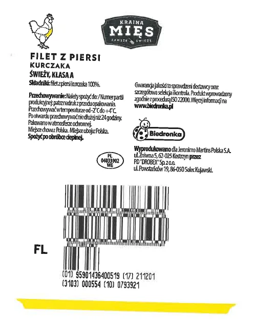 Świeży filet z piersi kurczaka MAP