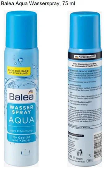 Water spray for the face and body