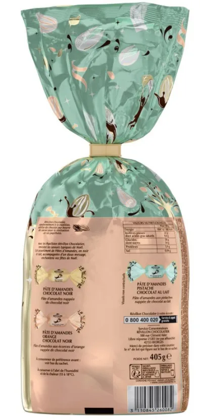 Sachet papillotes pâtes d'amandes noir et lait 405g