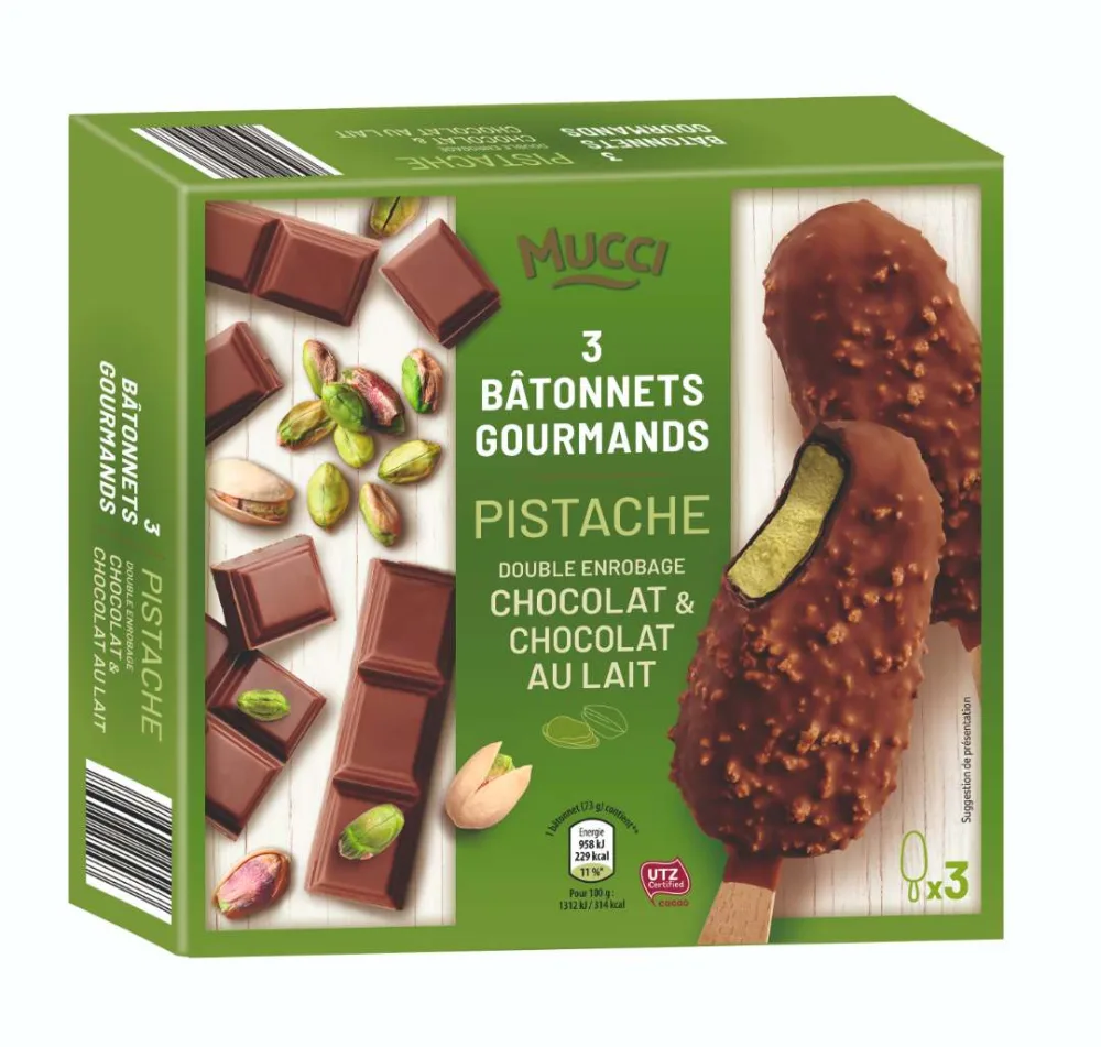 3 bâtonnets gourmands 219g - recettes coco, caramel, pistache et expresso