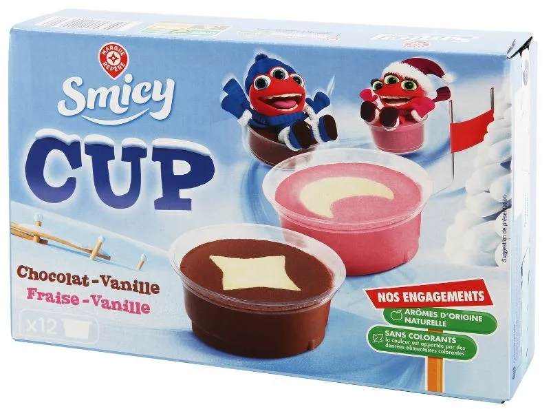 Smicy cup vanille fraise chocolat x12
