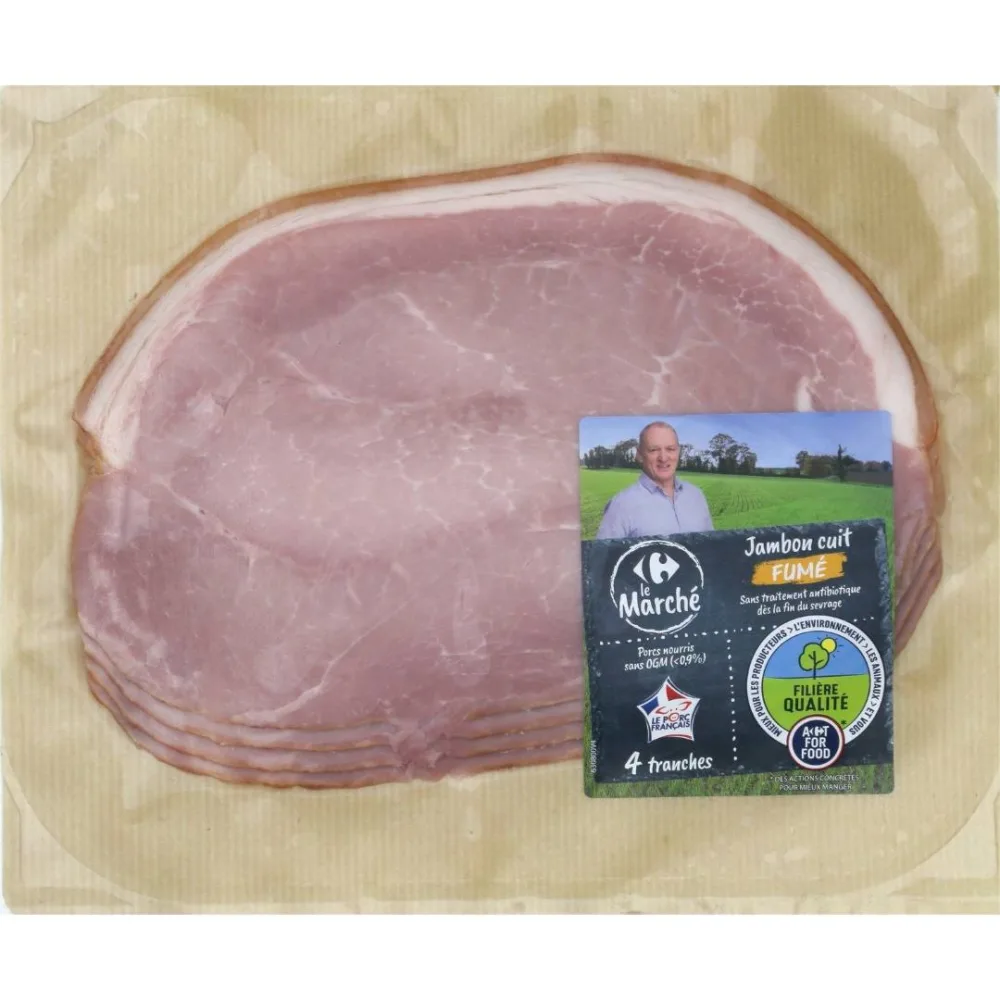 Jambon cuit superieur preemballe 2 tranches et 4 tranches