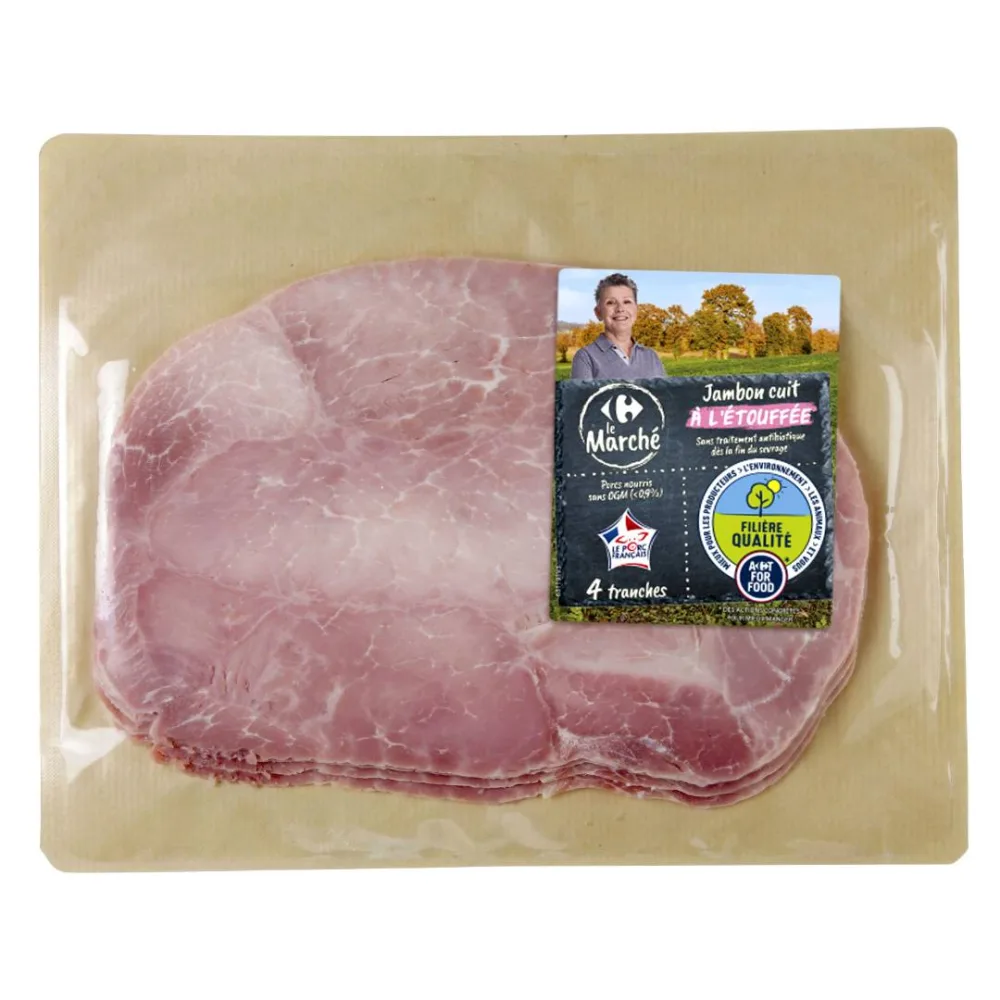 Jambon cuit superieur preemballe 2 tranches et 4 tranches