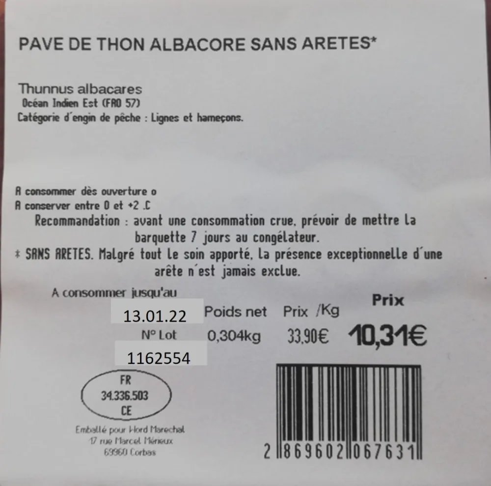 Pavé de thon albacore frais 250g