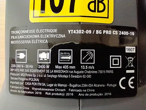 Electric chainsaw