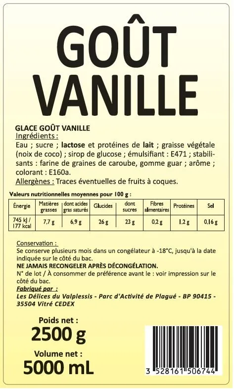 5l gout vanille