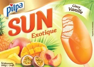 4 batonnets vanille chocolat au lait , amandes pilpa 4 batonnets vanille fruits rouges pilpa 4 batonnets vanille fruits exotiques pilpa