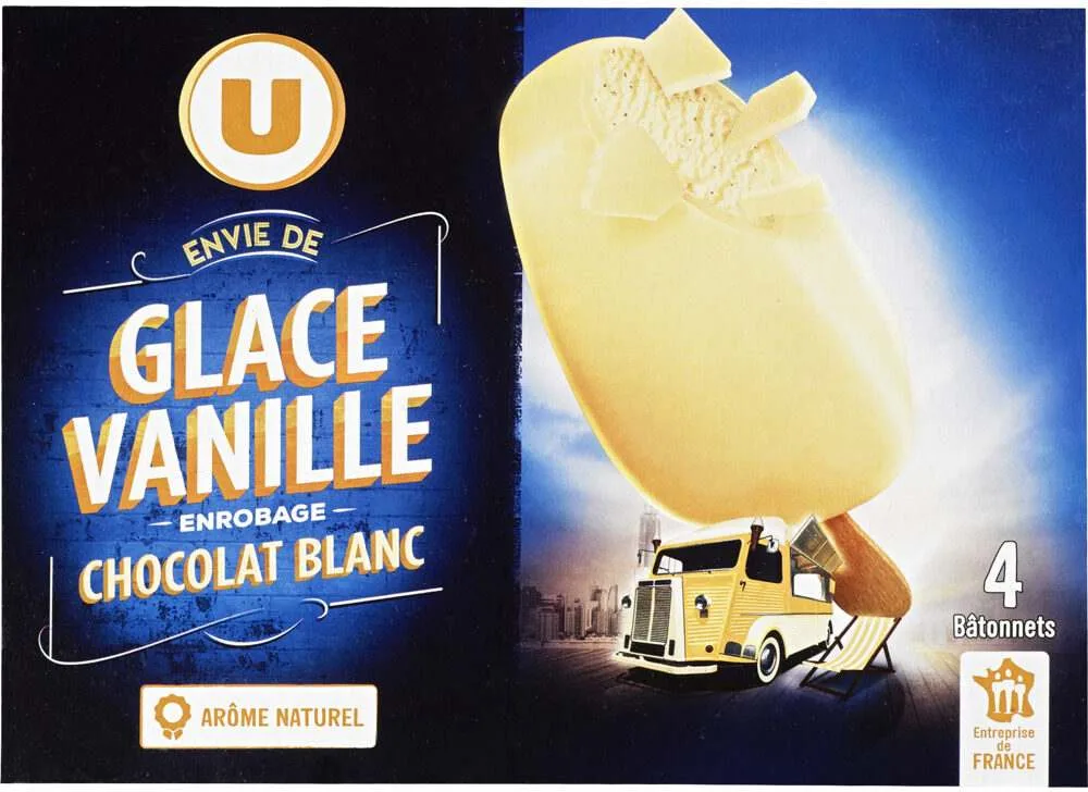 Bâtonnets envie vanille chocolat blanc u