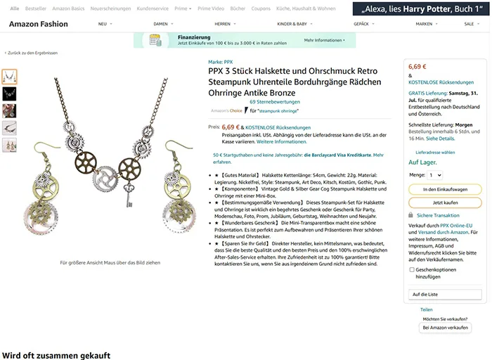 Necklace and earrings set