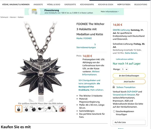 Necklace with pendant