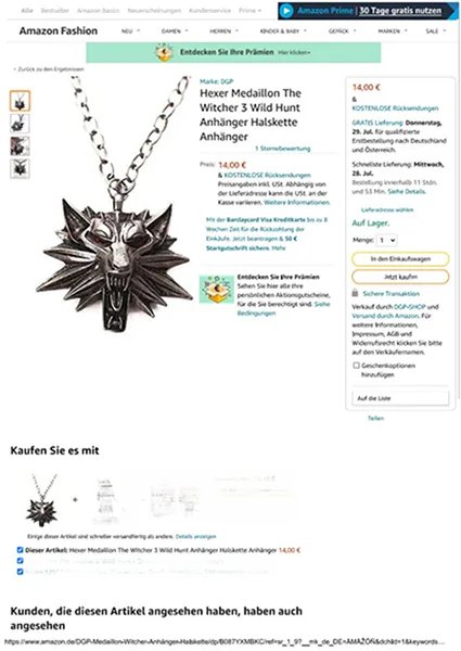 Necklace with pendant